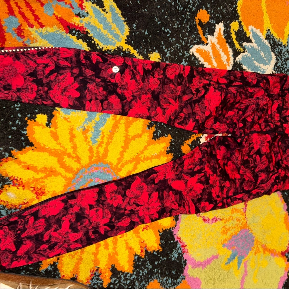 Lululemon Athletica Red Floral Leggings
